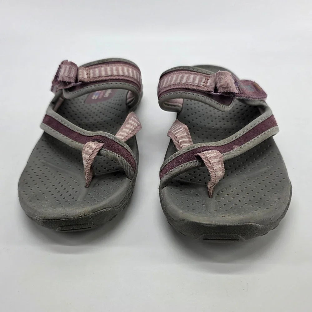 Skechers Reggae Adventure Sandals Purple Gray Outdoor Thong Flip Flop Gorpcore 7